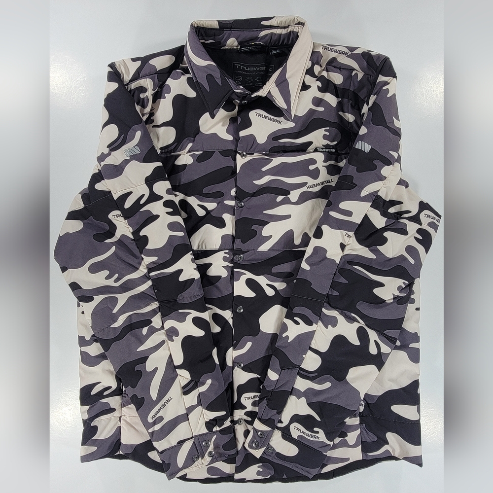 Truewerk Flac Shacket Jacket Insulated Overshirt Snow Camo Mens XL Snap Front